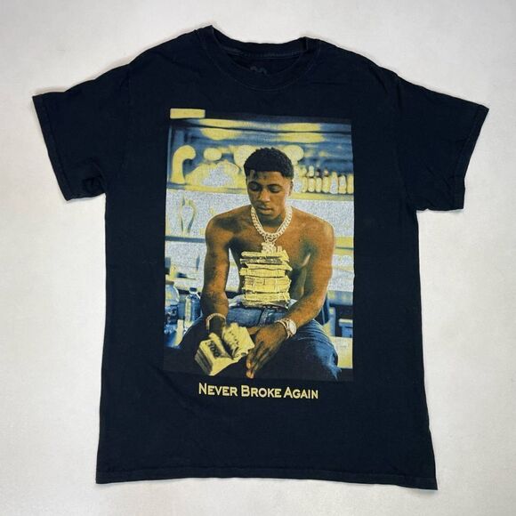 Never Broke Again Youngboy 38 Baby Graphic T-Shirt Women Small Black Rap Music - Picture 1 of 5